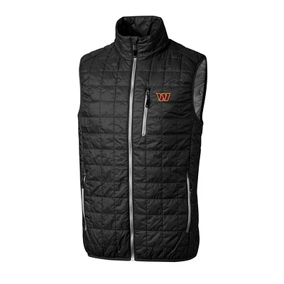 Men's Cutter & Buck Black Washington Commanders Big Tall Rainier Eco Insulated Full-Zip Puffer Vest