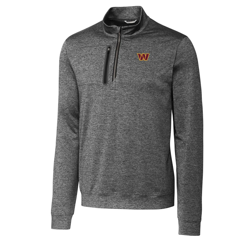 Men's Cutter & Buck Charcoal Washington Commanders Big Tall Stealth Heathered Quarter-Zip Pullover Jacket