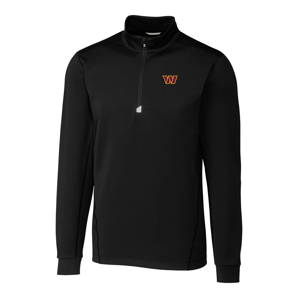Men's Cutter & Buck Black Washington Commanders Big Tall Traverse Stretch Quarter-Zip Pullover Jacket