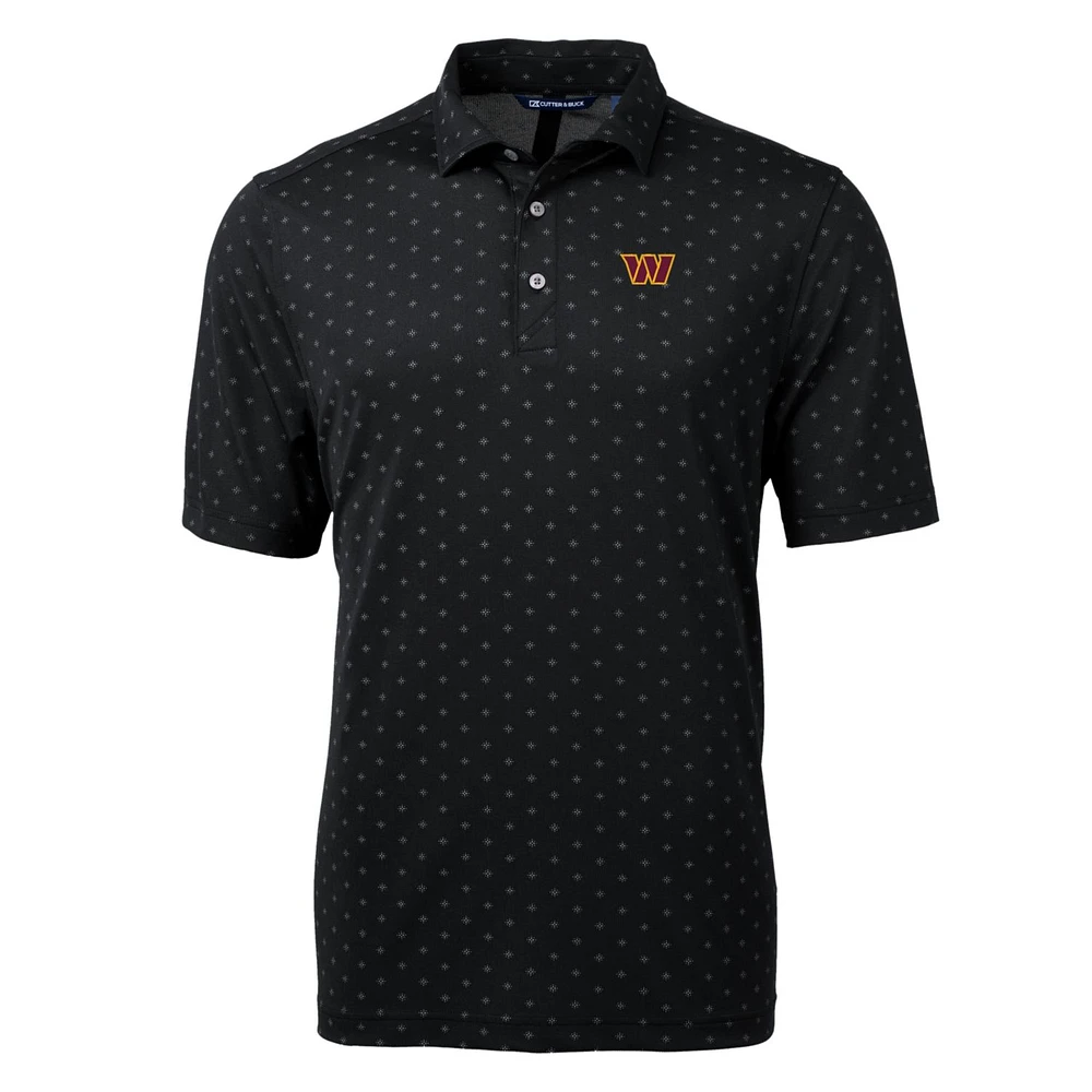 Men's Cutter & Buck Black Washington Commanders Big Tall Virtue Eco Pique Tile Polo