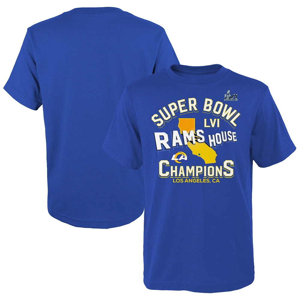 Youth Fanatics Royal Los Angeles Rams Super Bowl LVI Champions Hard Count Hometown T-Shirt