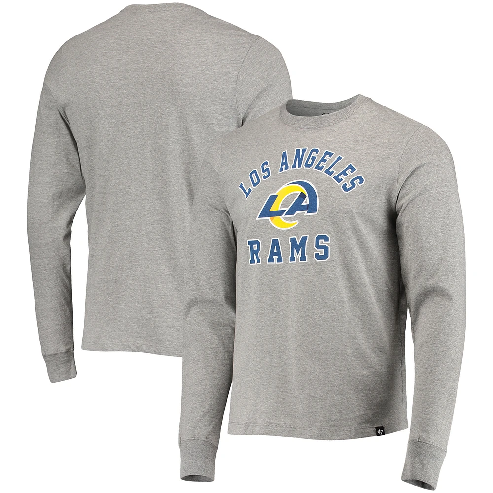 Men's '47 Heathered Gray Los Angeles Rams Arch Super Rival Long Sleeve T-Shirt
