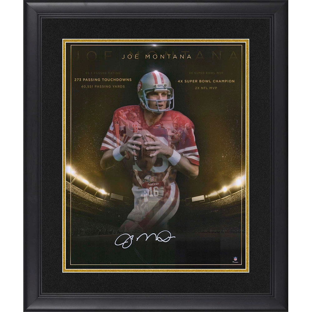Joe Montana San Francisco 49ers Autographed Framed 16" x 20" Golden Years Photograph