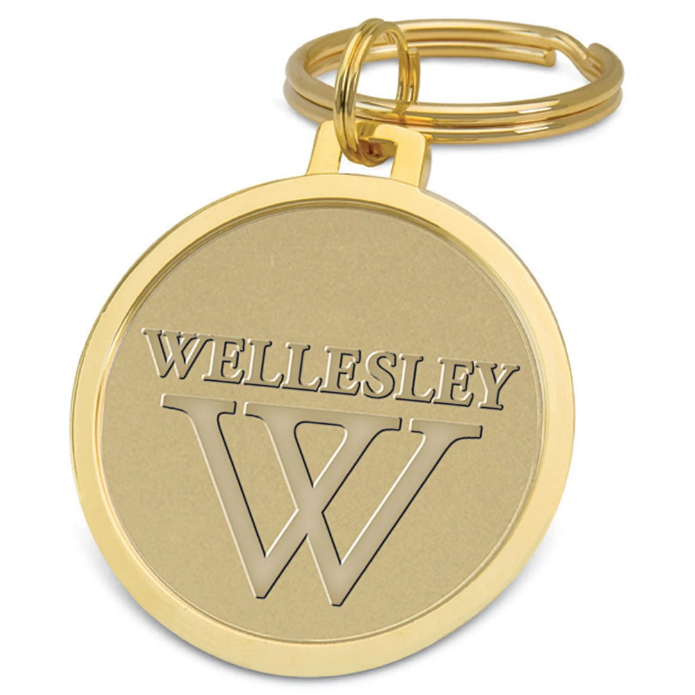 Gold Wellesley Blue Team Logo Split-Wire Key Ring