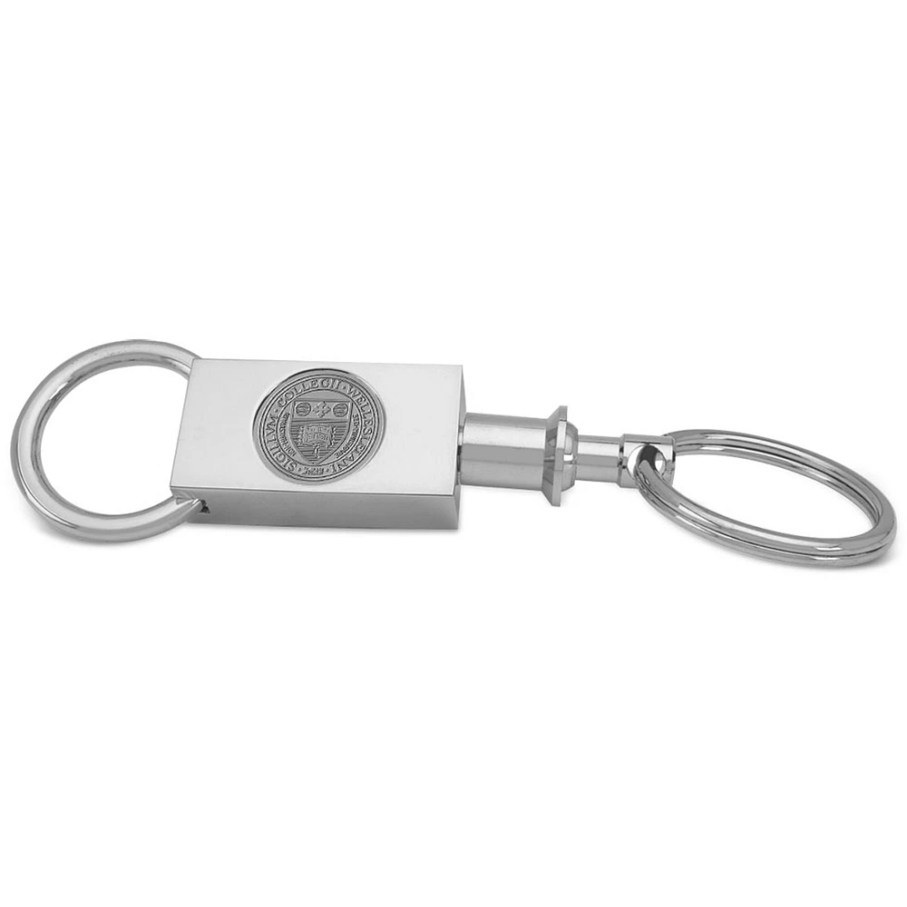 Silver Wellesley Blue Logo Two-Section Key Ring