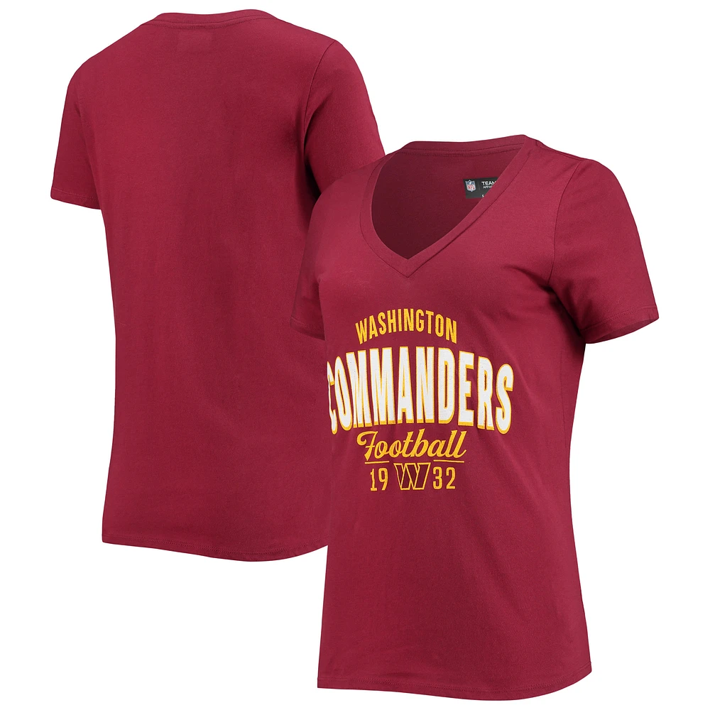 Women's New Era Burgundy Washington Commanders V-Neck T-Shirt