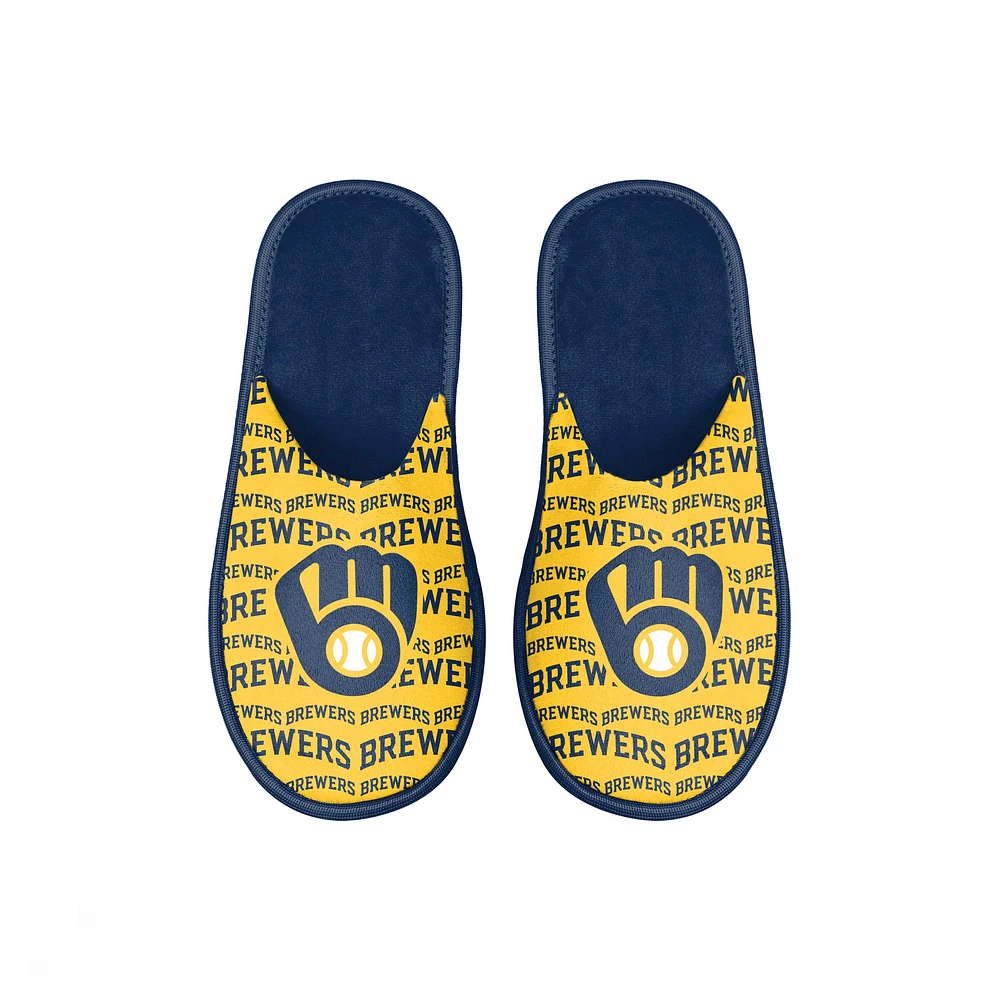 Youth FOCO Milwaukee Brewers Scuff Wordmark Slide Slippers