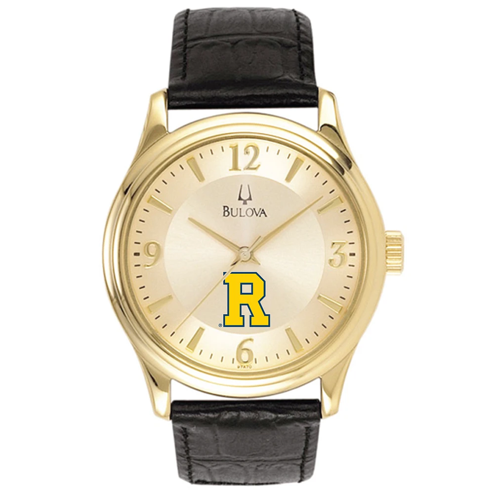 Bulova Gold Rochester Yellow Jackets Stainless Steel Watch with Leather Band