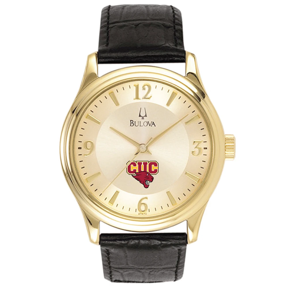 Bulova Gold Concordia University (IL) Cougars Stainless Steel Watch with Leather Band
