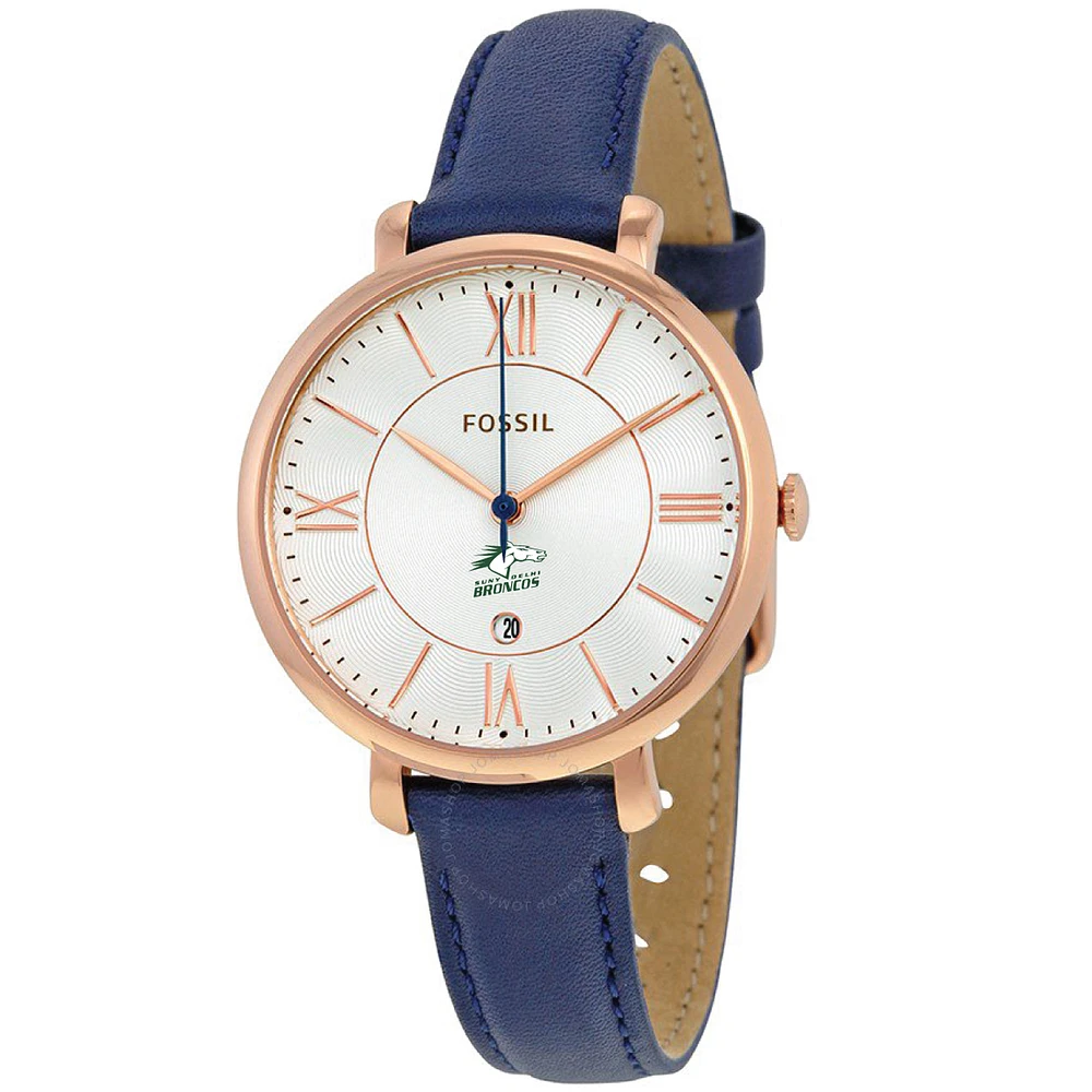 Women's Fossil Navy SUNY Delhi Broncos Jacqueline Leather Watch