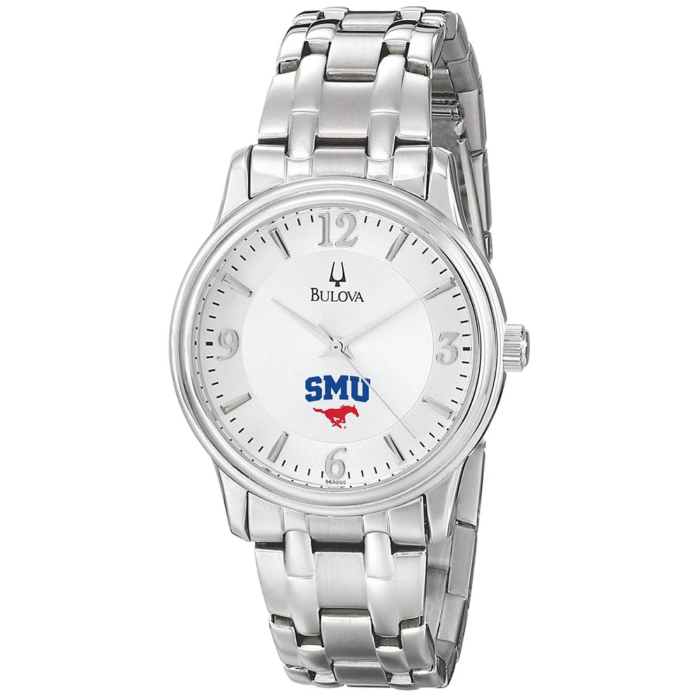 Men's Bulova Silver SMU Mustangs