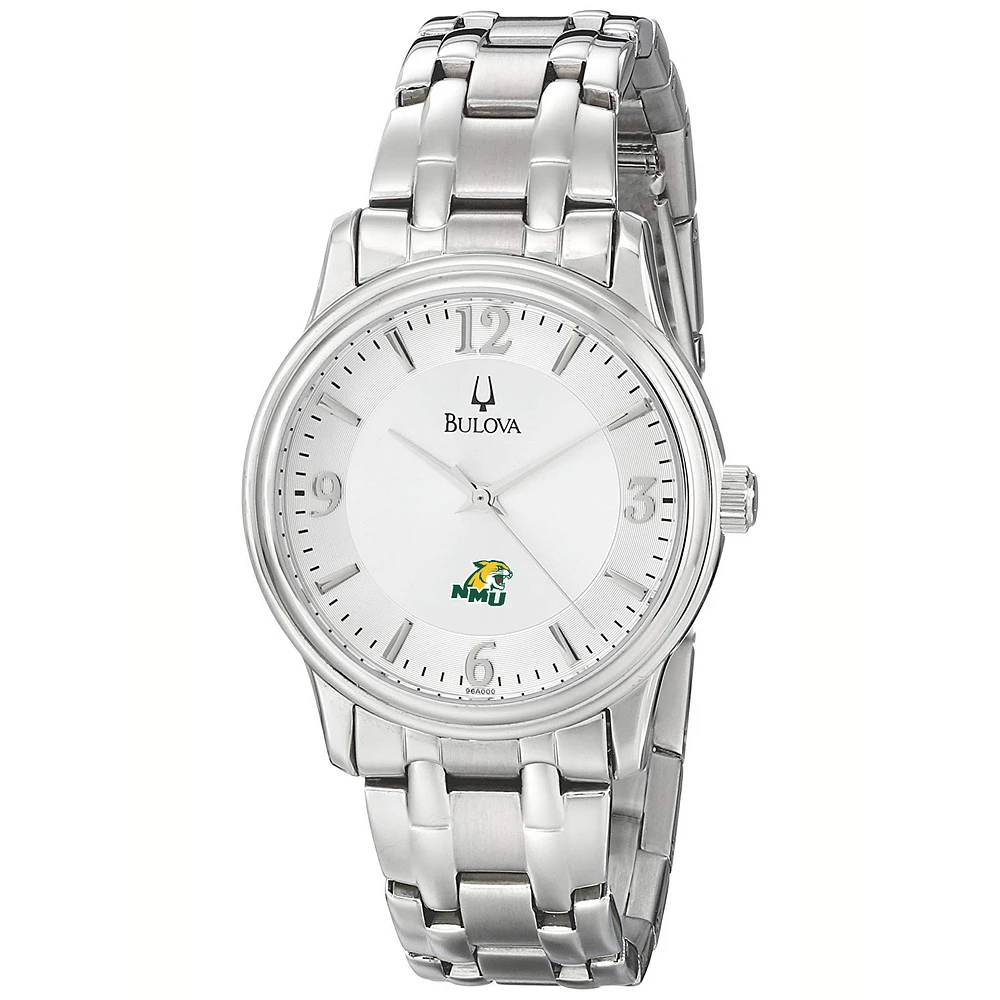 Men's Bulova Silver Northern Michigan Wildcats