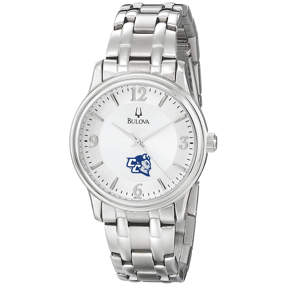 Men's Bulova Silver Central Connecticut State Blue Devils
