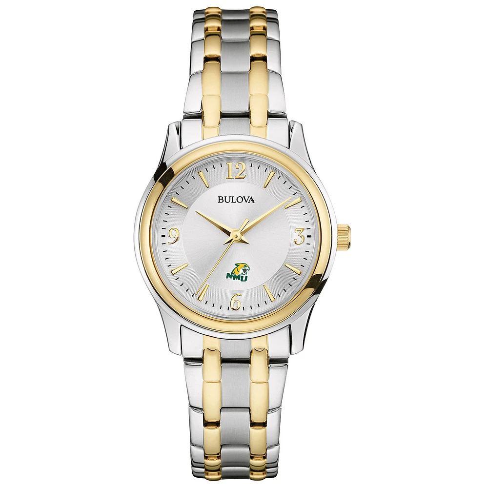 Women's Bulova Silver Northern Michigan Wildcats Classic Two-Tone Round Watch