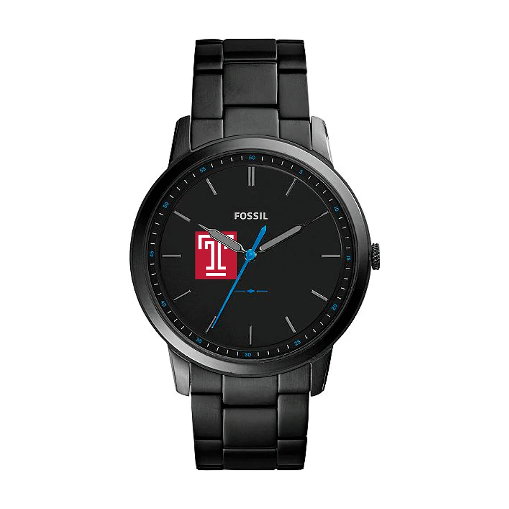 Fossil Black Temple Owls The Minimalist Slim Stainless Steel Watch