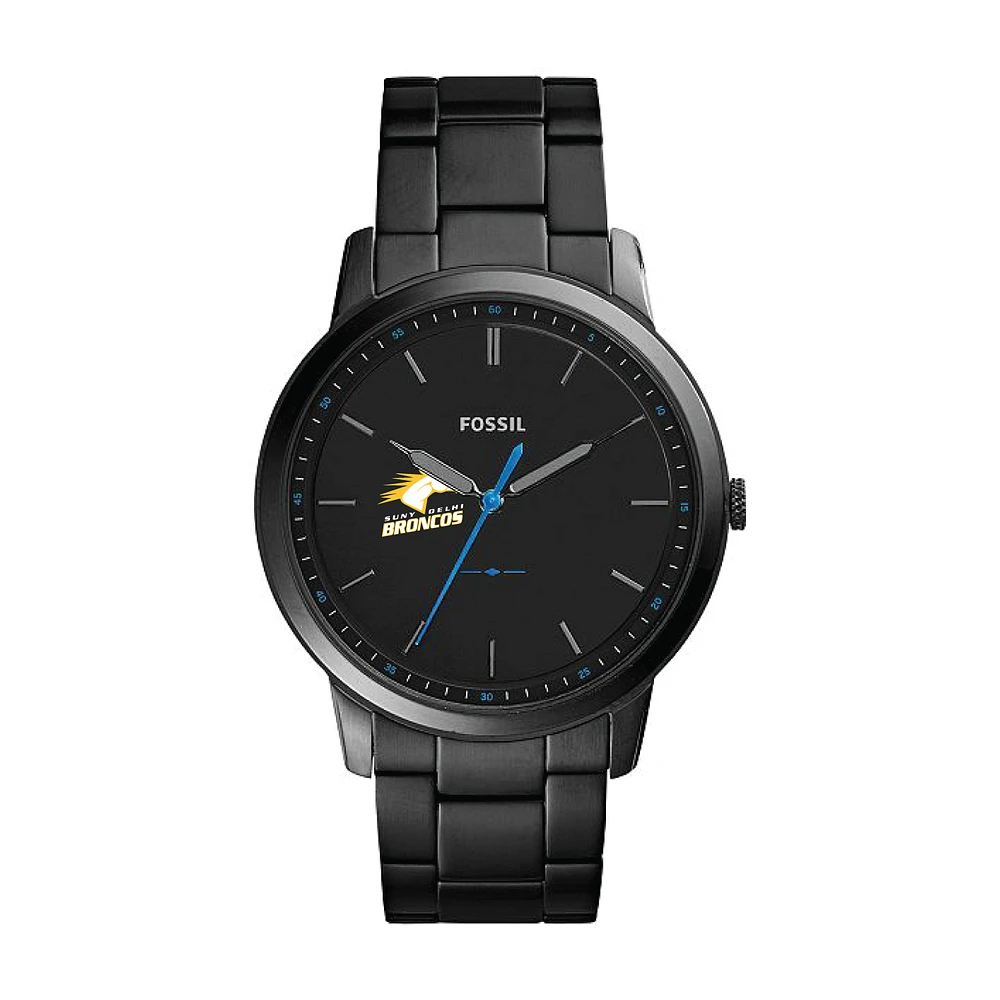 Fossil Black SUNY Delhi Broncos The Minimalist Slim Stainless Steel Watch