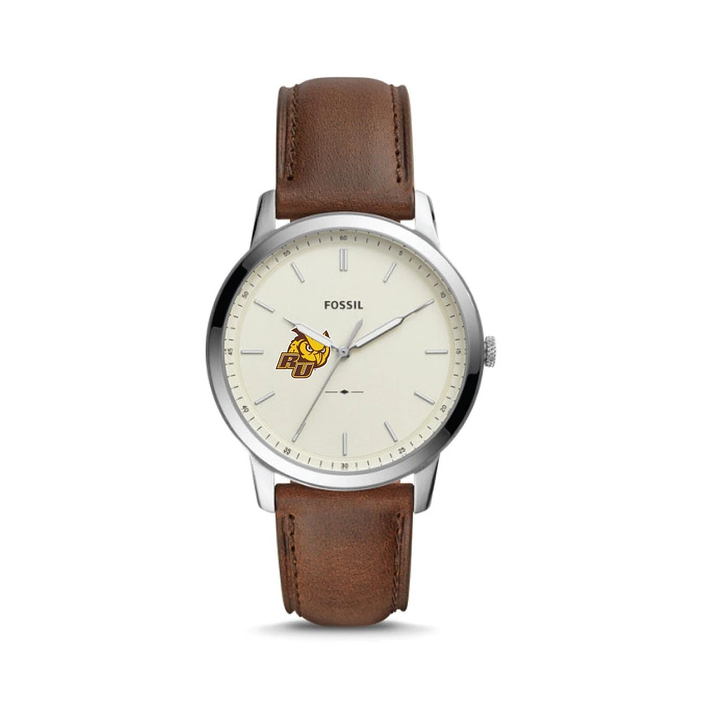 Fossil Silver Rowan Profs The Minimalist Brown Leather Watch