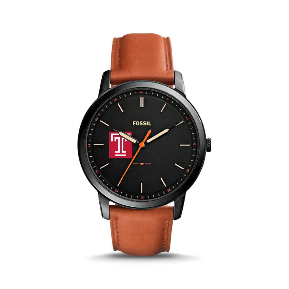 Fossil Black Temple Owls The Minimalist Slim Light Brown Leather Watch
