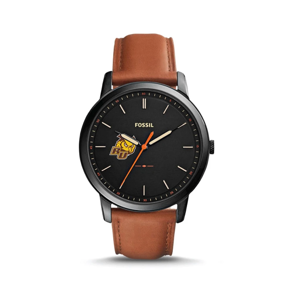 Fossil Black Rowan Profs The Minimalist Slim Light Brown Leather Watch