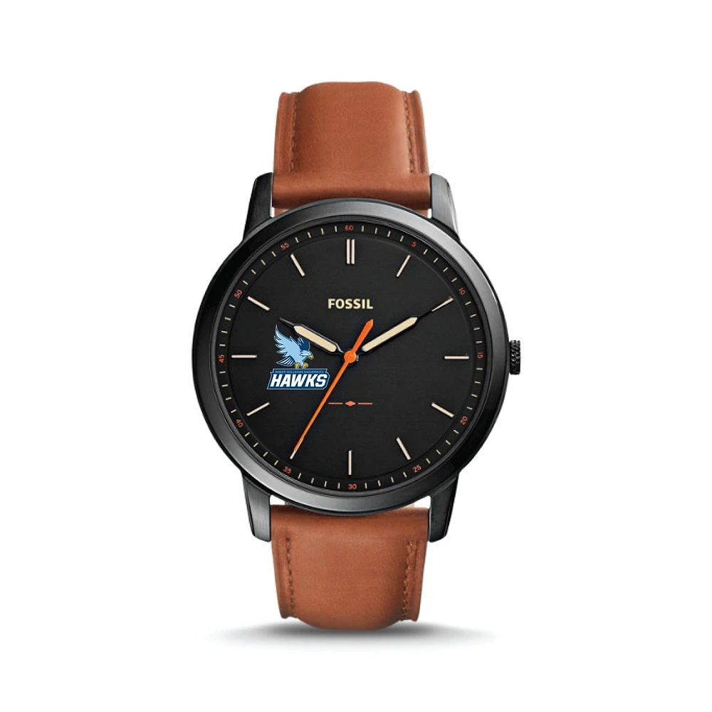 Fossil Black Roger Williams University The Minimalist Slim Light Brown Leather Watch