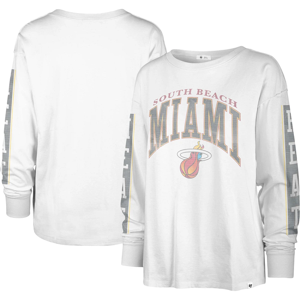 Women's '47 White Miami Heat City Edition SOA Long Sleeve T-Shirt