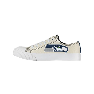 Women's FOCO Cream Seattle Seahawks Low Top Canvas Shoes