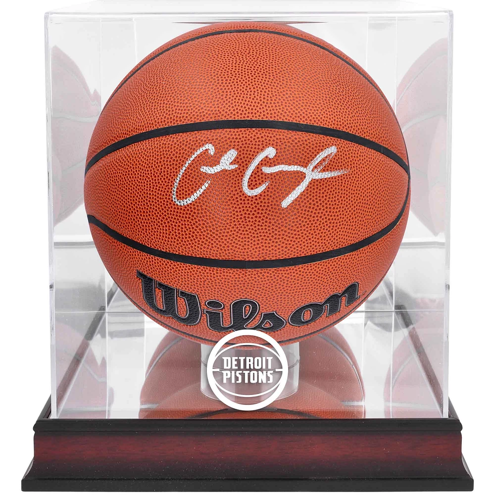 Cade Cunningham Detroit Pistons Autographed Wilson Replica Basketball with Mahogany Team Logo Display Case