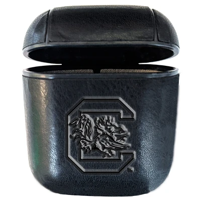 Black South Carolina Gamecocks Faux Leather Airpods Case
