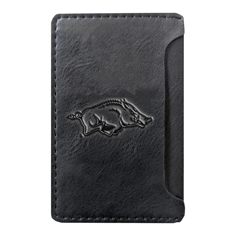 Black Arkansas Razorbacks Debossed Faux Leather Phone Wallet Sleeve