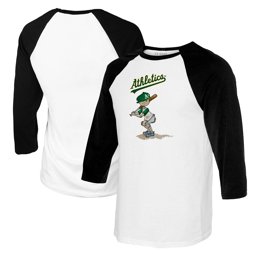 Women's Tiny Turnip White/Black Athletics Slugger 3/4-Sleeve Raglan T-Shirt