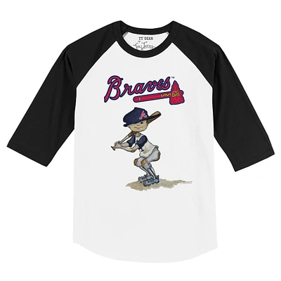 Infant Tiny Turnip White/Black Atlanta Braves Slugger Raglan 3/4 Sleeve T-Shirt