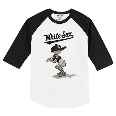 Infant Tiny Turnip White/Black Chicago White Sox Slugger Raglan 3/4 Sleeve T-Shirt