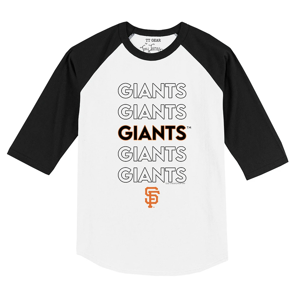 Infant Tiny Turnip White/Black San Francisco Giants Stacked Raglan 3/4 Sleeve T-Shirt