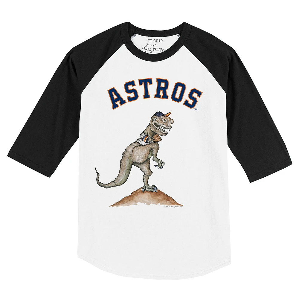 Toddler Tiny Turnip White/Black Houston Astros TT Rex Raglan 3/4 Sleeve T-Shirt