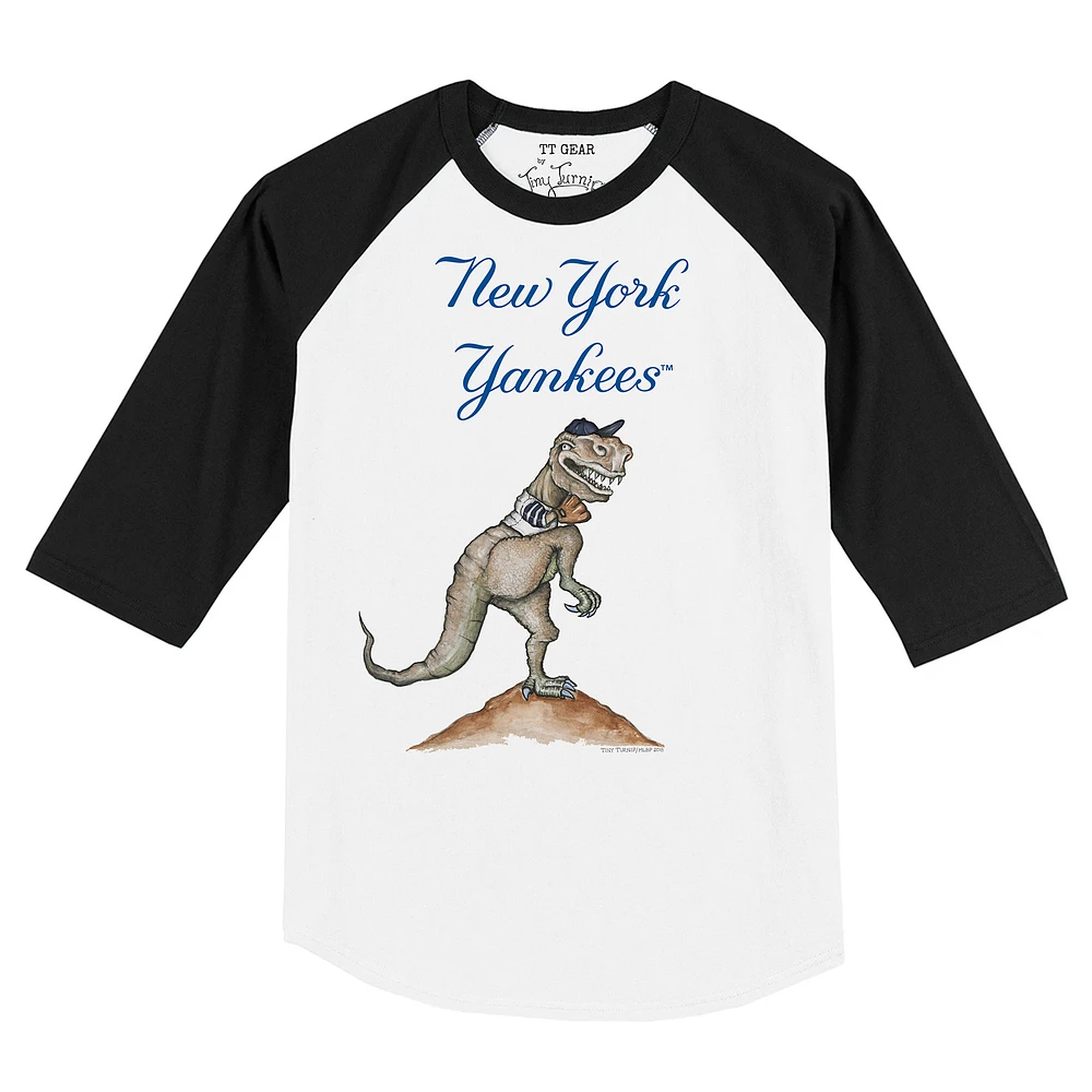 Toddler Tiny Turnip White/Black New York Yankees TT Rex Raglan 3/4 Sleeve T-Shirt