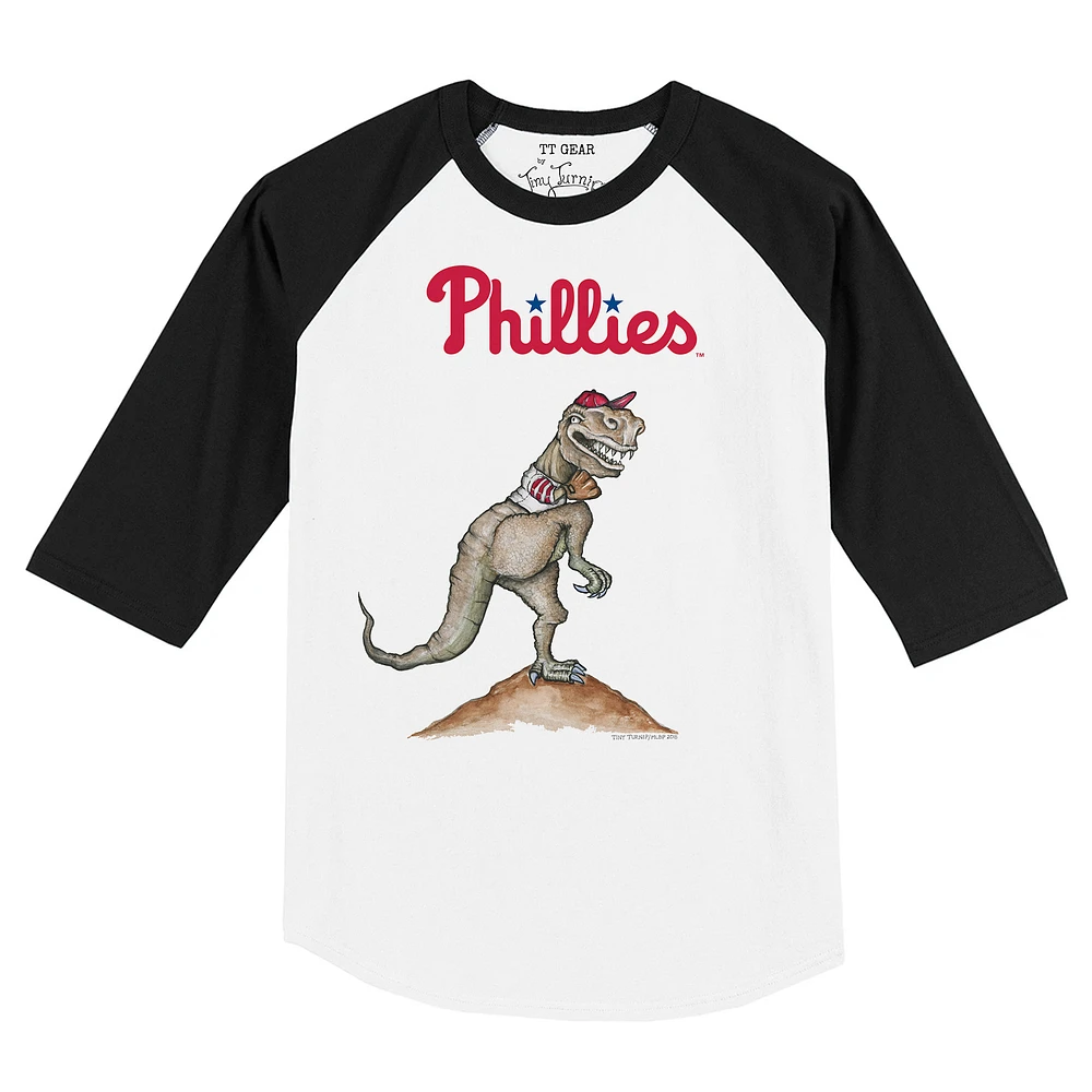 Toddler Tiny Turnip White/Black Philadelphia Phillies TT Rex Raglan 3/4 Sleeve T-Shirt