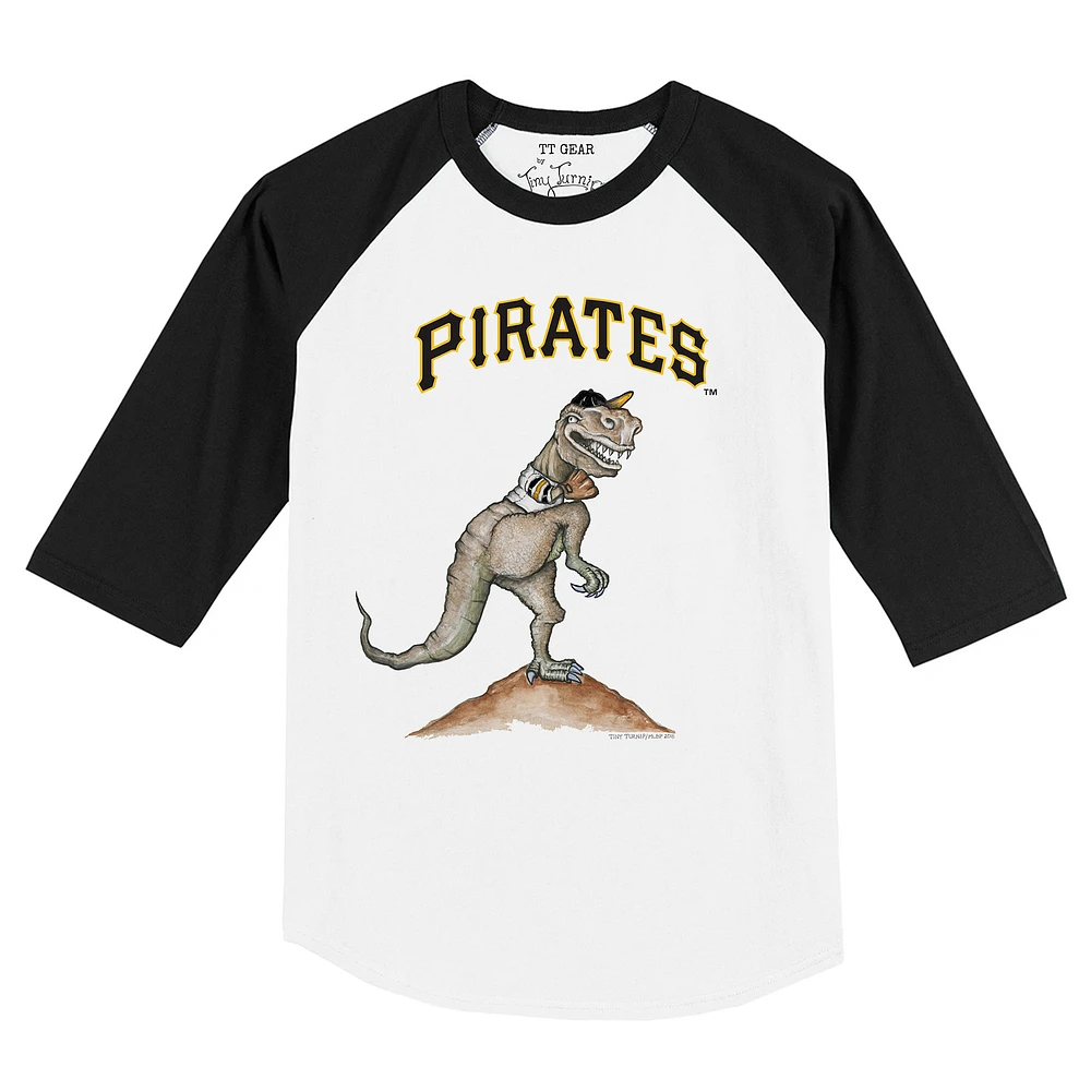 Toddler Tiny Turnip White/Black Pittsburgh Pirates TT Rex Raglan 3/4 Sleeve T-Shirt