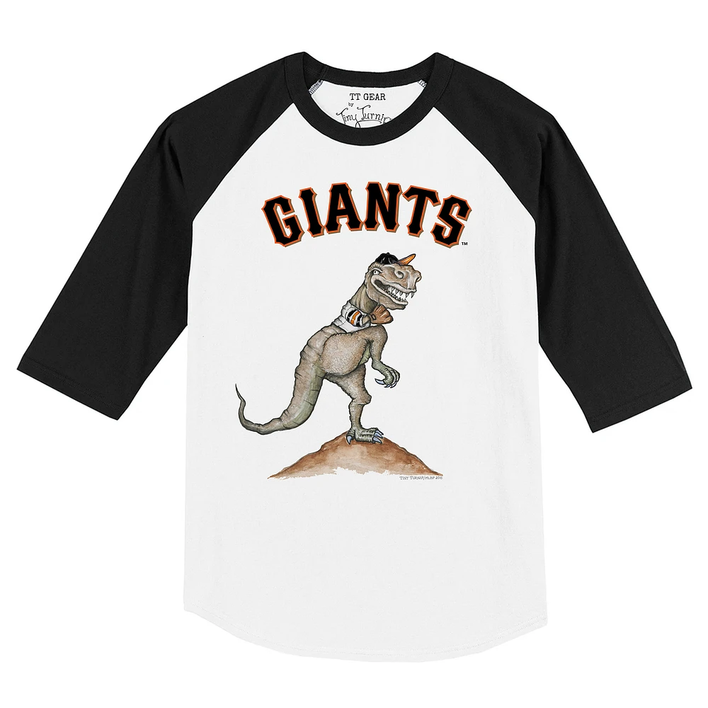 Toddler Tiny Turnip White/Black San Francisco Giants TT Rex Raglan 3/4 Sleeve T-Shirt