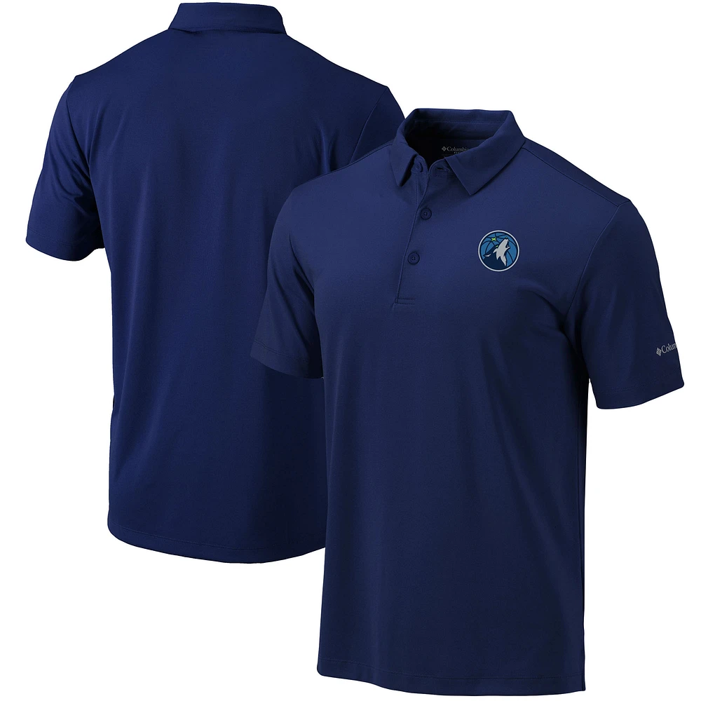 Men's Columbia Navy Minnesota Timberwolves Logo Omni-Wick Drive Polo