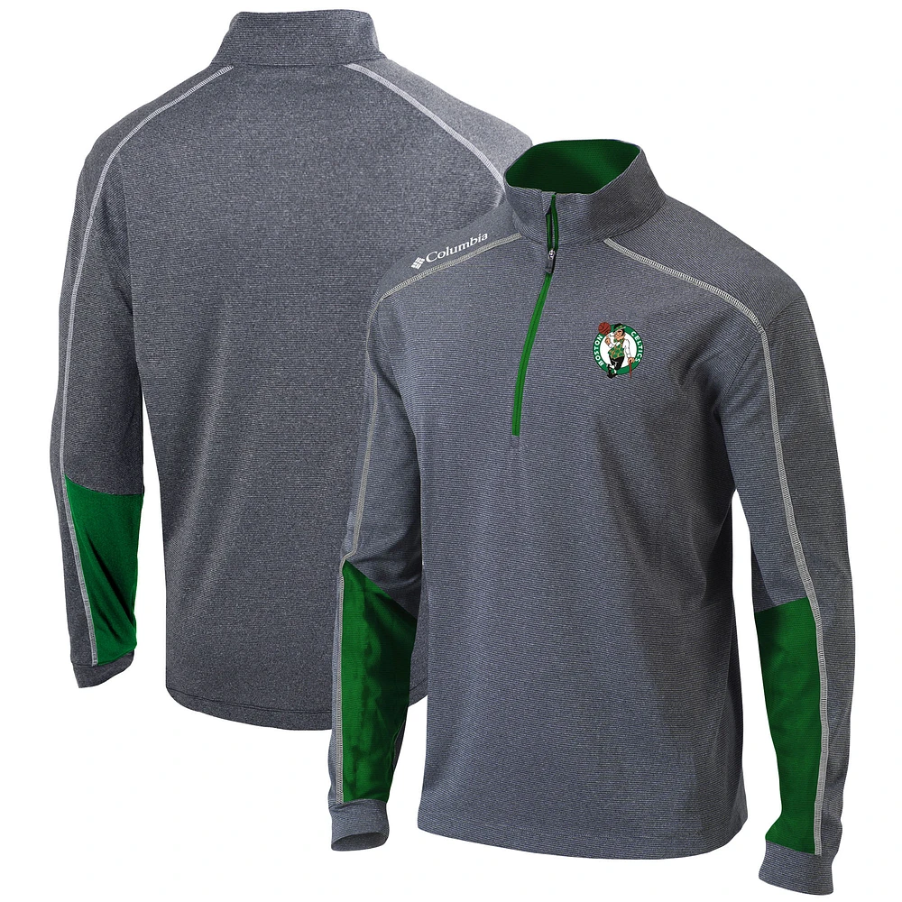 Men's Columbia Heathered Gray/Green Boston Celtics Omni-Wick Shotgun 2.0 Quarter-Zip Pullover Top