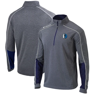 Men's Columbia Heathered Gray/Navy Dallas Mavericks Omni-Wick Shotgun 2.0 Quarter-Zip Pullover Top