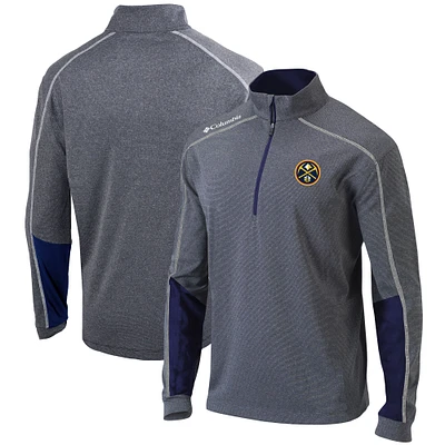 Men's Columbia Heathered Gray/Navy Denver Nuggets Omni-Wick Shotgun 2.0 Quarter-Zip Pullover Top