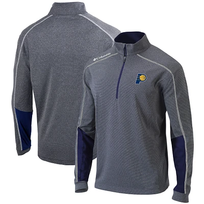 Men's Columbia Heathered Gray/Navy Indiana Pacers Omni-Wick Shotgun 2.0 Quarter-Zip Pullover Top