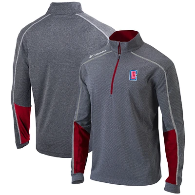 Men's Columbia Heathered Gray/Red LA Clippers Omni-Wick Shotgun 2.0 Quarter-Zip Pullover Top