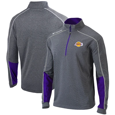 Men's Columbia Heathered Gray/Purple Los Angeles Lakers Omni-Wick Shotgun 2.0 Quarter-Zip Pullover Top