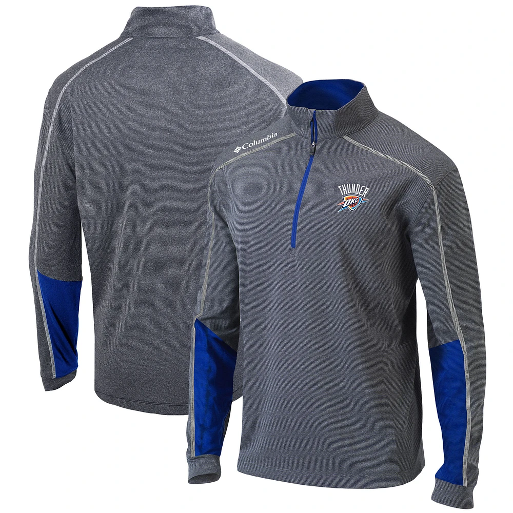 Men's Columbia Heathered Gray/Blue Oklahoma City Thunder Omni-Wick Shotgun 2.0 Quarter-Zip Pullover Top