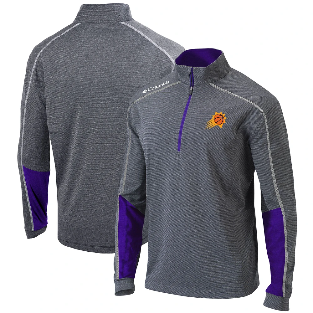 Men's Columbia Heathered Gray/Purple Phoenix Suns Omni-Wick Shotgun 2.0 Quarter-Zip Pullover Top