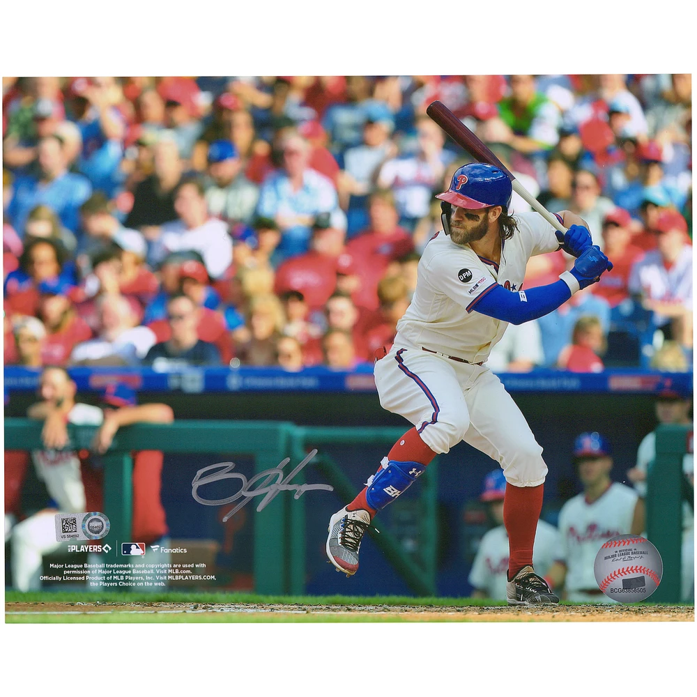 Bryce Harper Philadelphia Phillies Autographed 8" x 10" Batting Stance in Cream Jersey Horizontal Photograph