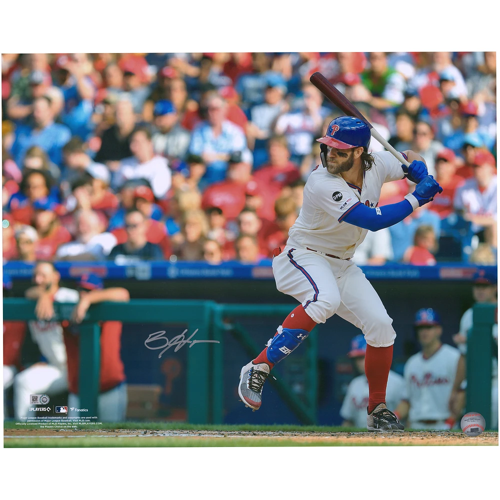 Bryce Harper Philadelphia Phillies Autographed 16" x 20" Batting Stance in Cream Jersey Horizontal Photograph