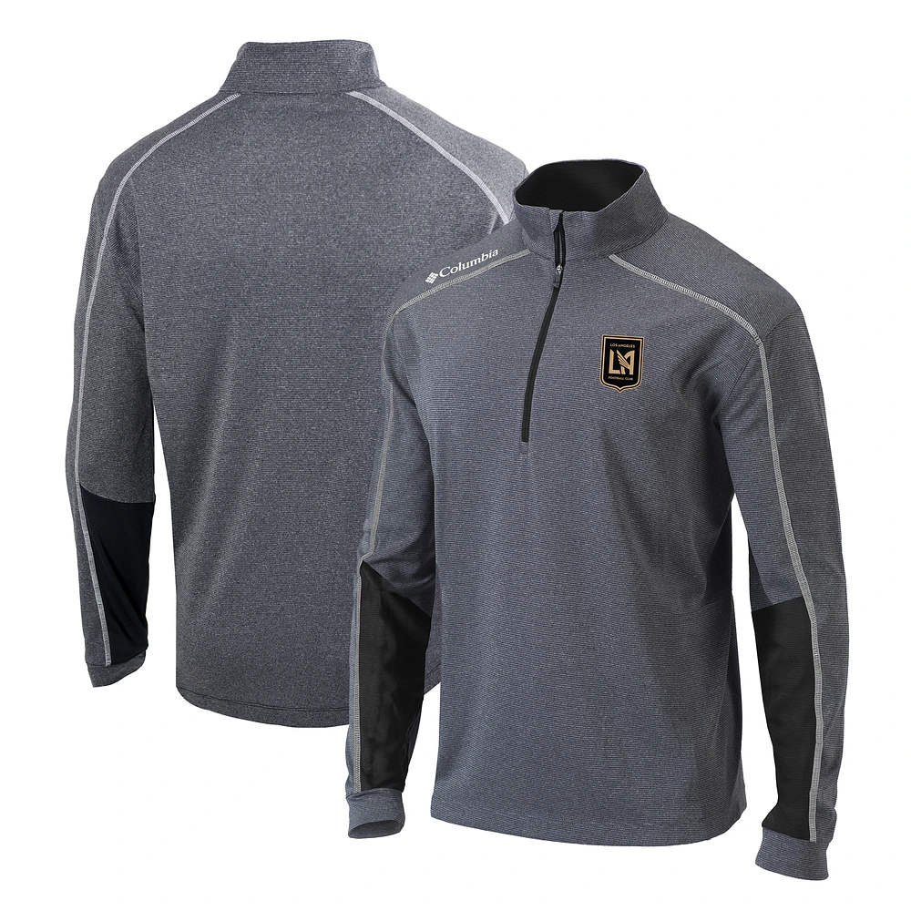 Men's Columbia Heathered Gray/Black LAFC Omni-Wick Shotgun 2.0 Quarter-Zip Pullover Top